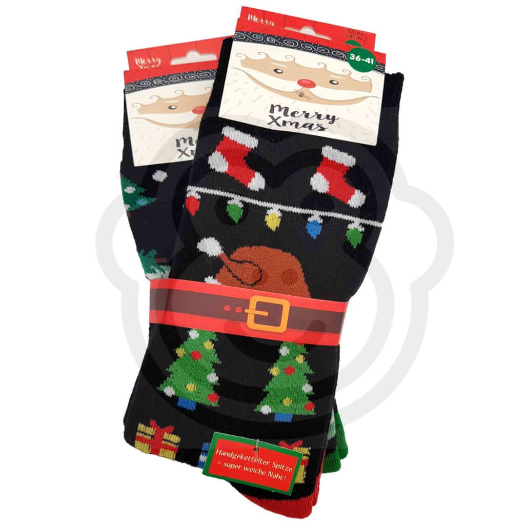 Chaussette Sapin De Noël Antidérapante - Lot 2 Paires Noir / 36/41 Chaussettes