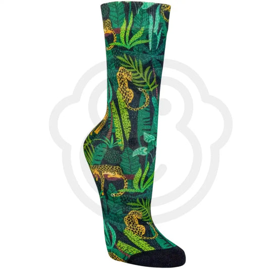 Chaussettes bambou imprimées – Jungle tropicale Léopard Feuillage 36/41