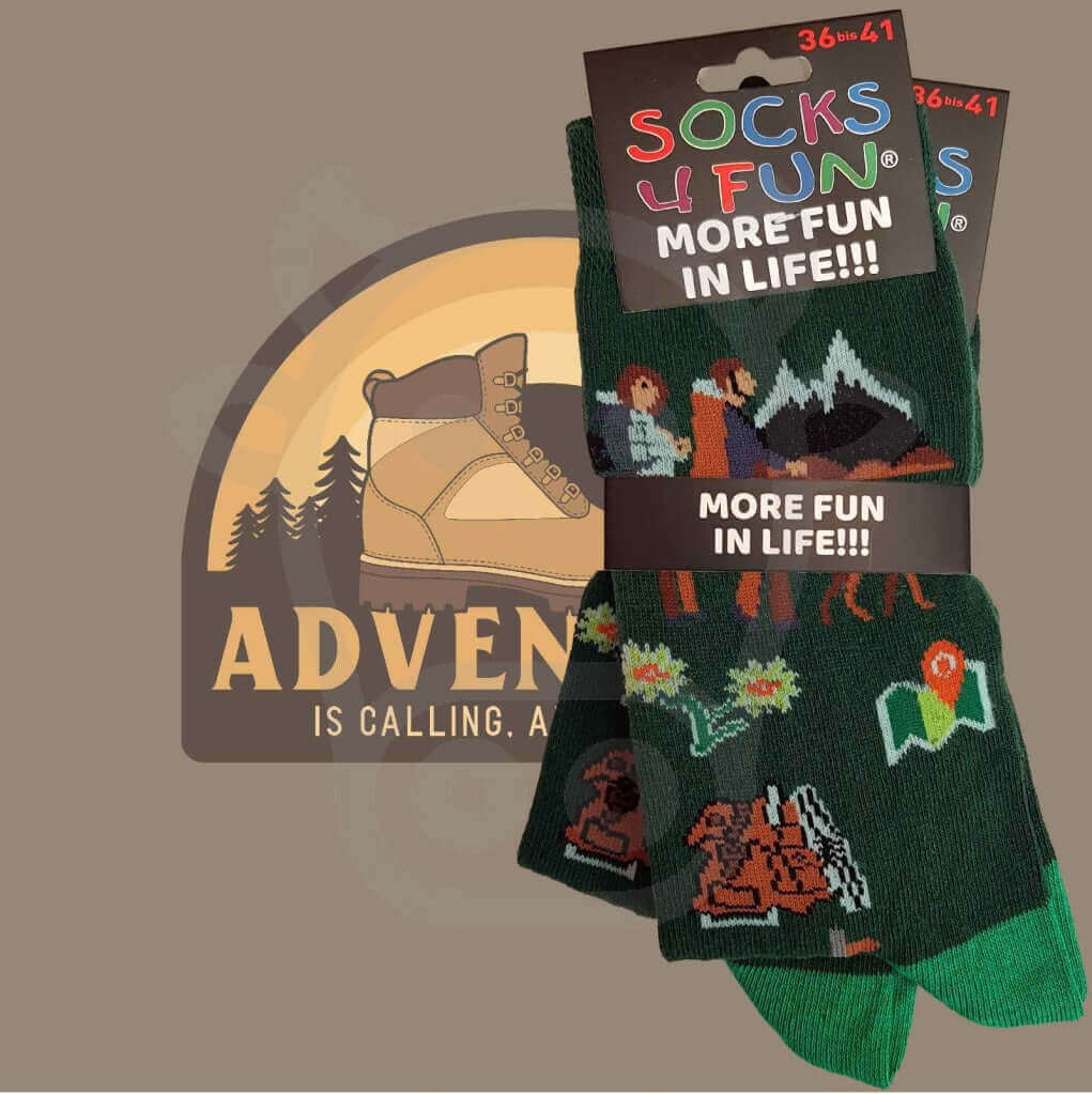 Chaussettes De Randonneur Pour Fan Randonnée - Lot 2 Paires 36/41 Thème Montagne