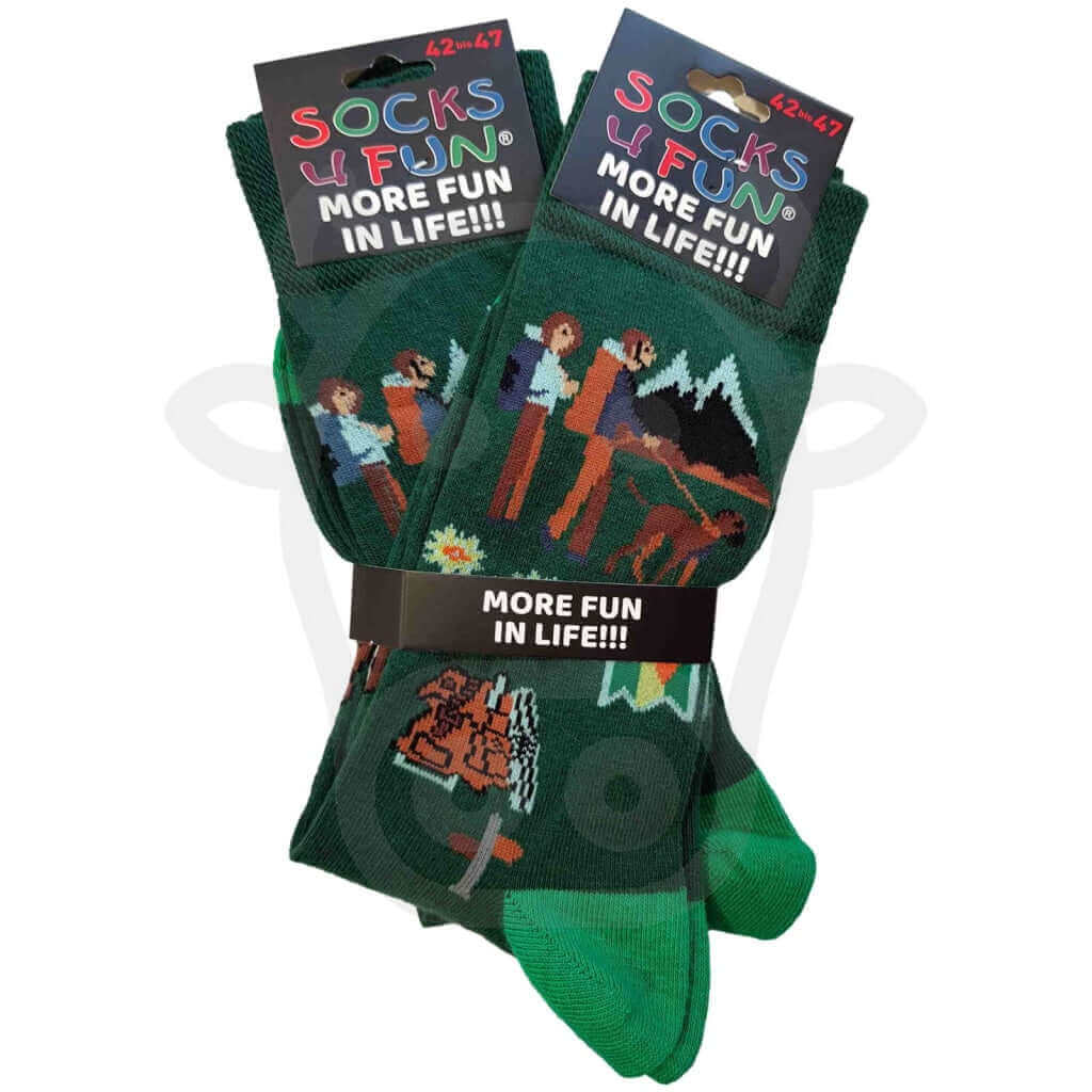 Chaussettes De Randonneur Pour Fan Randonnée - Lot 2 Paires 42/47 Thème Montagne