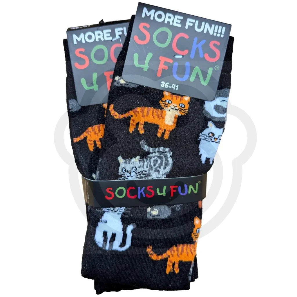 Chaussettes chat noir avec motifs de chats et souris, taille 36/41, modèle mixte homme femme