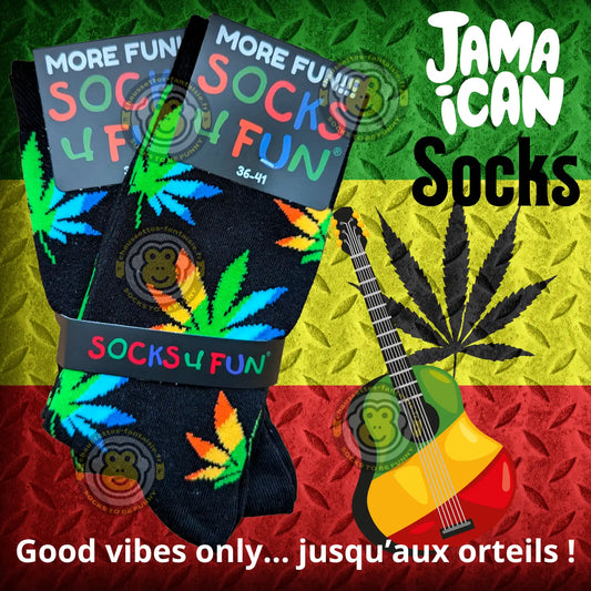Chaussettes canabis motif feuilles de cannabis - Lot de 2 paires