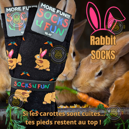 Chaussettes lapins et carottes en coton avec motifs de lapins et carottes, lot de 2 paires tendance.