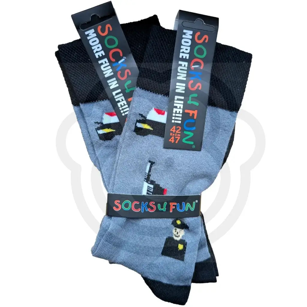 Chaussettes policier et voiture de police fantaisie homme femme avec motifs, taille 42/47