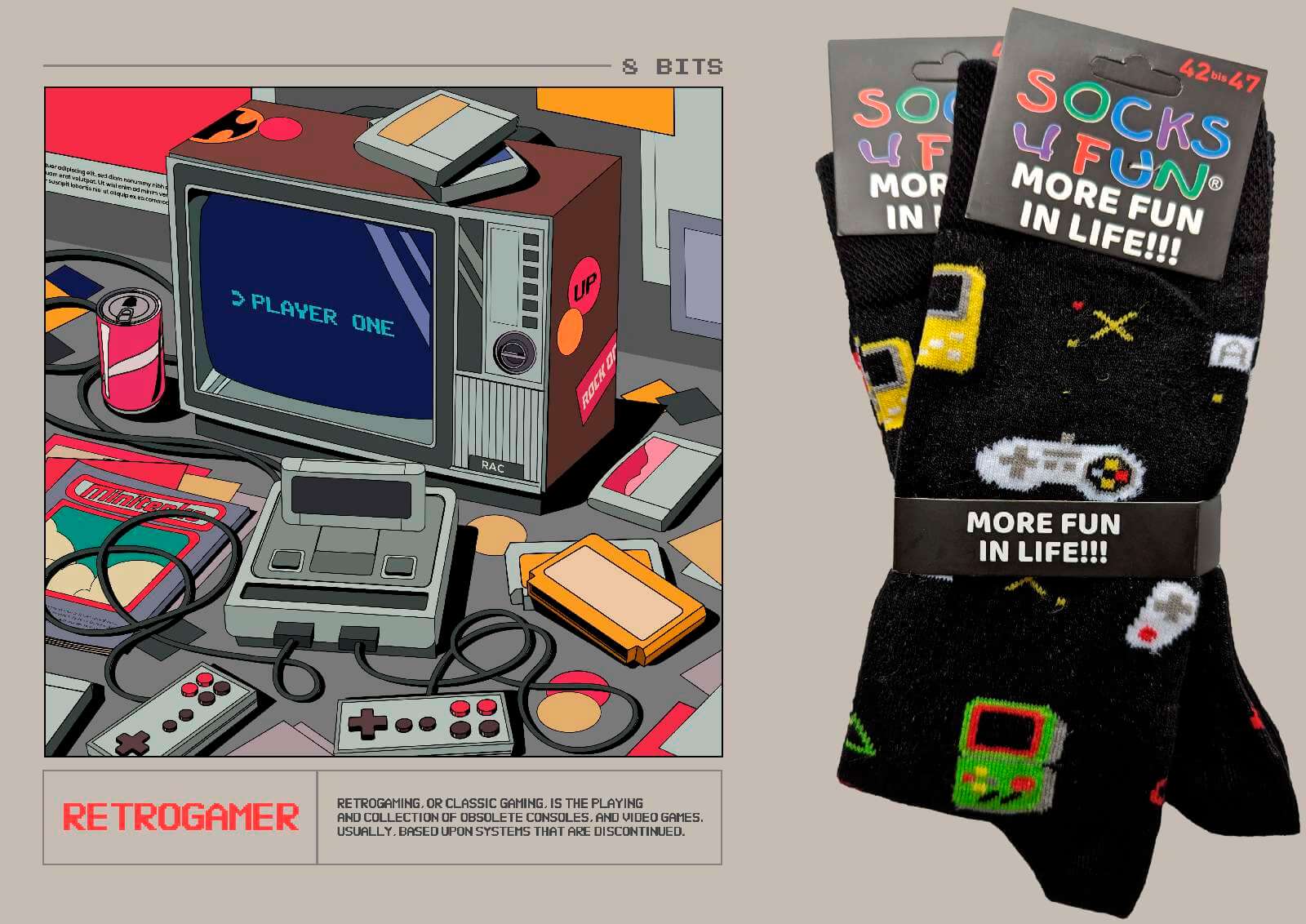 Les chaussettes avec des anciennes consoles de jeu vidéo ont la côte chez les gamers par leur côté vintage !