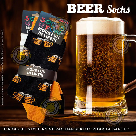 Chaussettes bière et chope - Lot de 2 paires