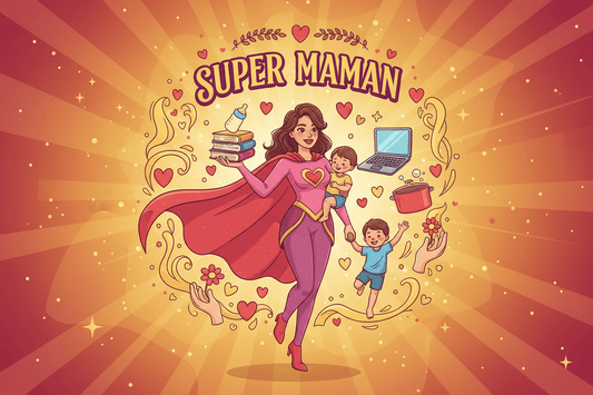 Les super mamans ont une cape rouge et un coeur sur la poitrine