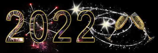 Bonne année 2022 avec champagne et feu d'artifice