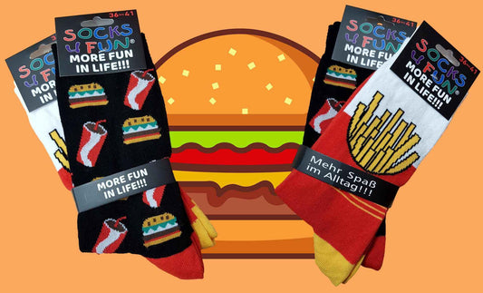 Chaussettes fast food burger frites et colas