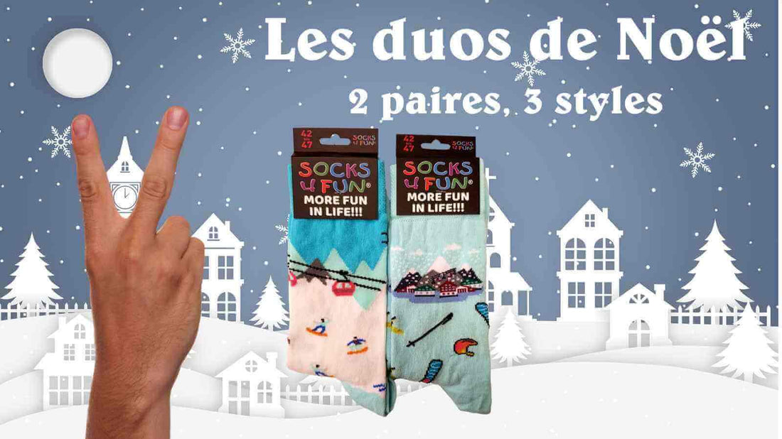 Cherche cadeau original ? Chaussettes rigolotes dépareillées montagne et ski