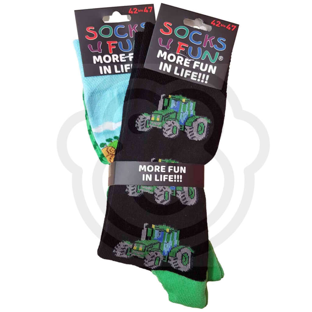 Chaussettes Agriculteur Et Tracteur Dans Le Pré - Lot De 2 Paires 42/47