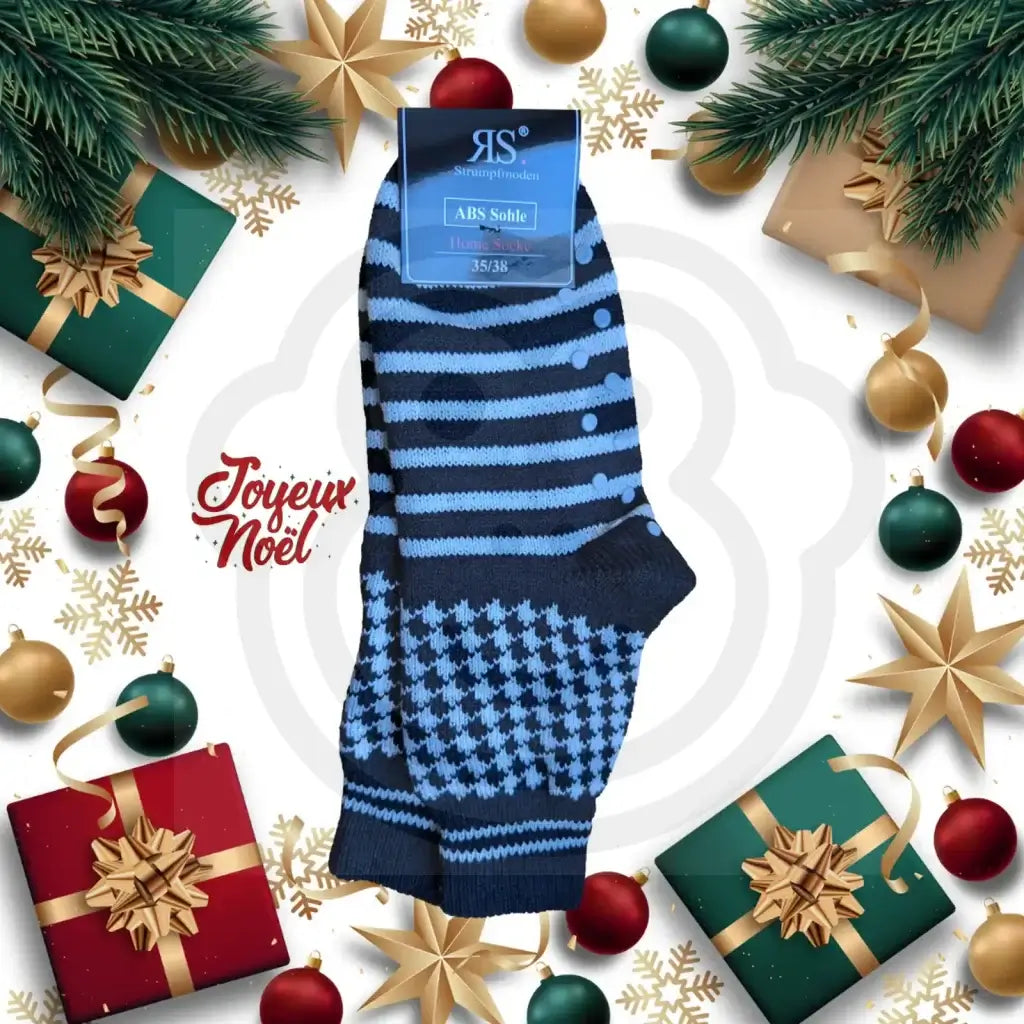 Chaussettes antidérapantes damier blanc et noir | Édition cadeau de Noël