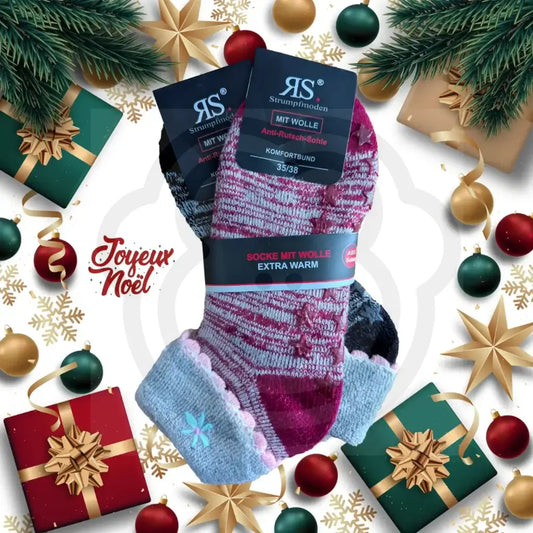 Chaussettes antidérapantes en laine – Fleur & étoiles | Édition cadeau cocooning