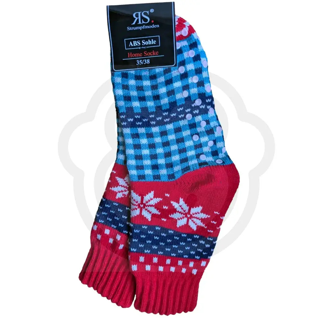 Chaussettes antidérapantes flocons rouge & bleu | Édition Noël 35/38