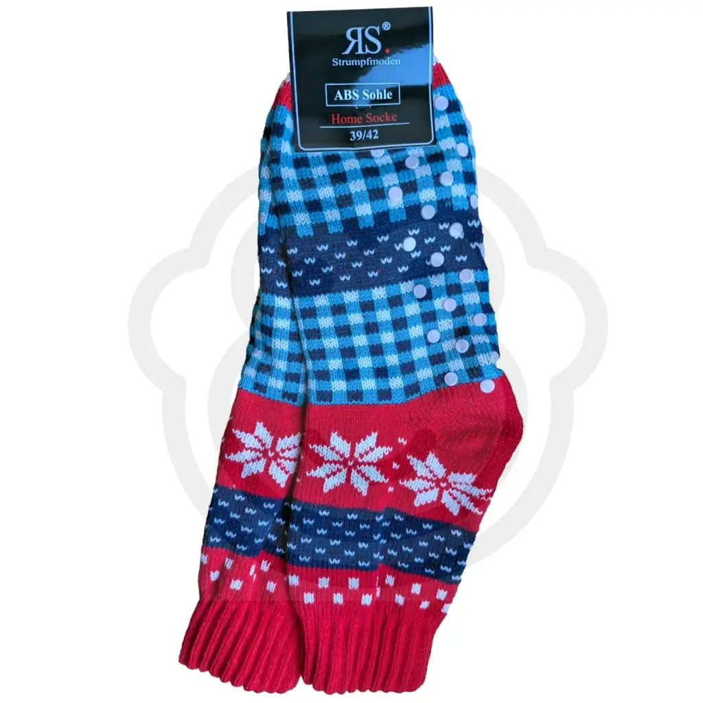 Chaussettes antidérapantes flocons rouge & bleu | Idées Cadeaux Noël 39/42