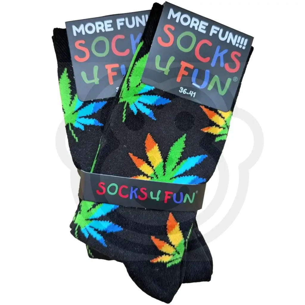 Chaussettes canabis motif feuilles de cannabis - Lot de 2 paires 36/41 Chaussettes feuille cannabis