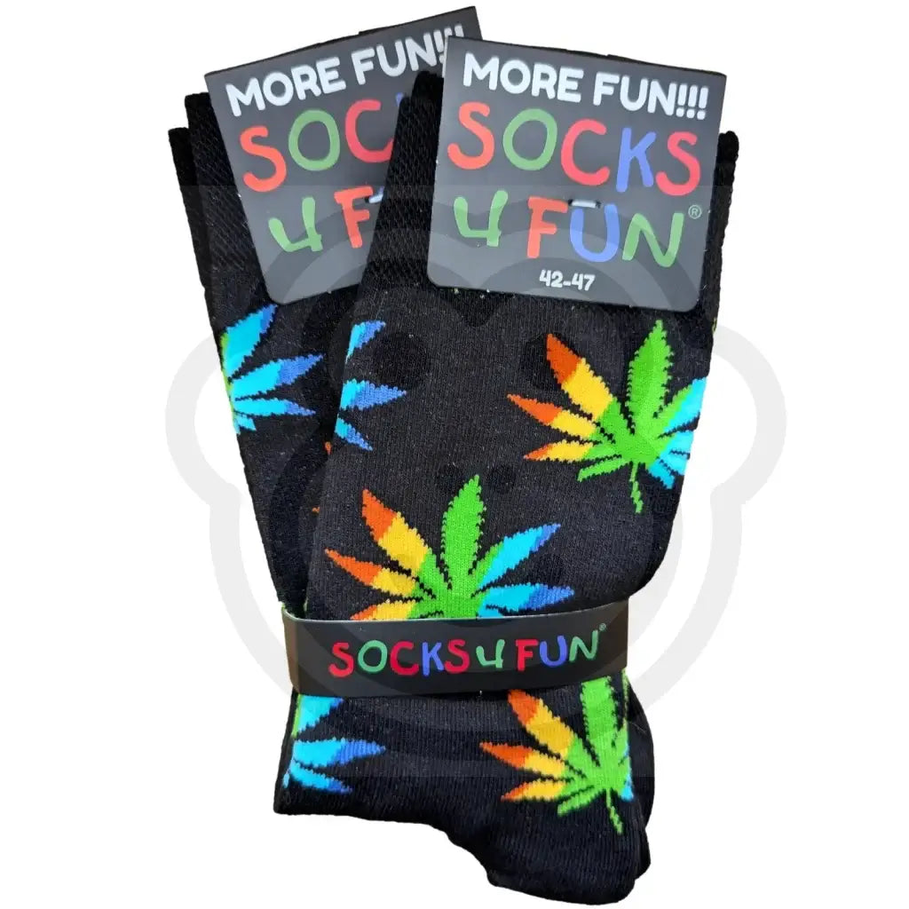 Chaussettes canabis motif feuilles de cannabis - Lot de 2 paires 42/47 Chaussettes feuille cannabis