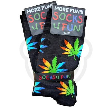 Chaussettes canabis motif feuilles de cannabis - Lot de 2 paires 42/47 Chaussettes feuille cannabis