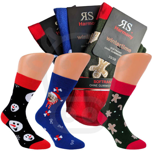 Chaussettes De Noel Avec Motifs Neige Et Pain Dépice - Lot 3 Paires 35/38