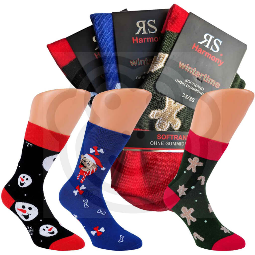 Chaussettes De Noel Avec Motifs Neige Et Pain Dépice - Lot 3 Paires 35/38