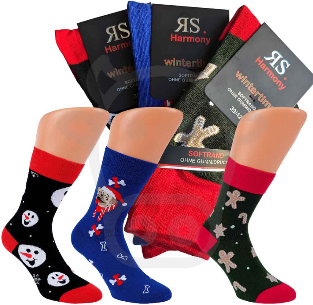 Chaussettes De Noel Avec Motifs Neige Et Pain Dépice - Lot 3 Paires 39/42