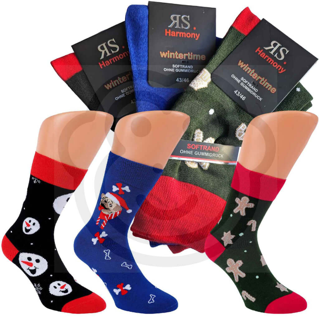 Chaussettes De Noel Avec Motifs Neige Et Pain Dépice - Lot 3 Paires 43/46