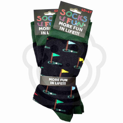 Chaussettes Balles Et Trous De Golf Avec Drapeau - Lot 2 Paires 42/47 Thème