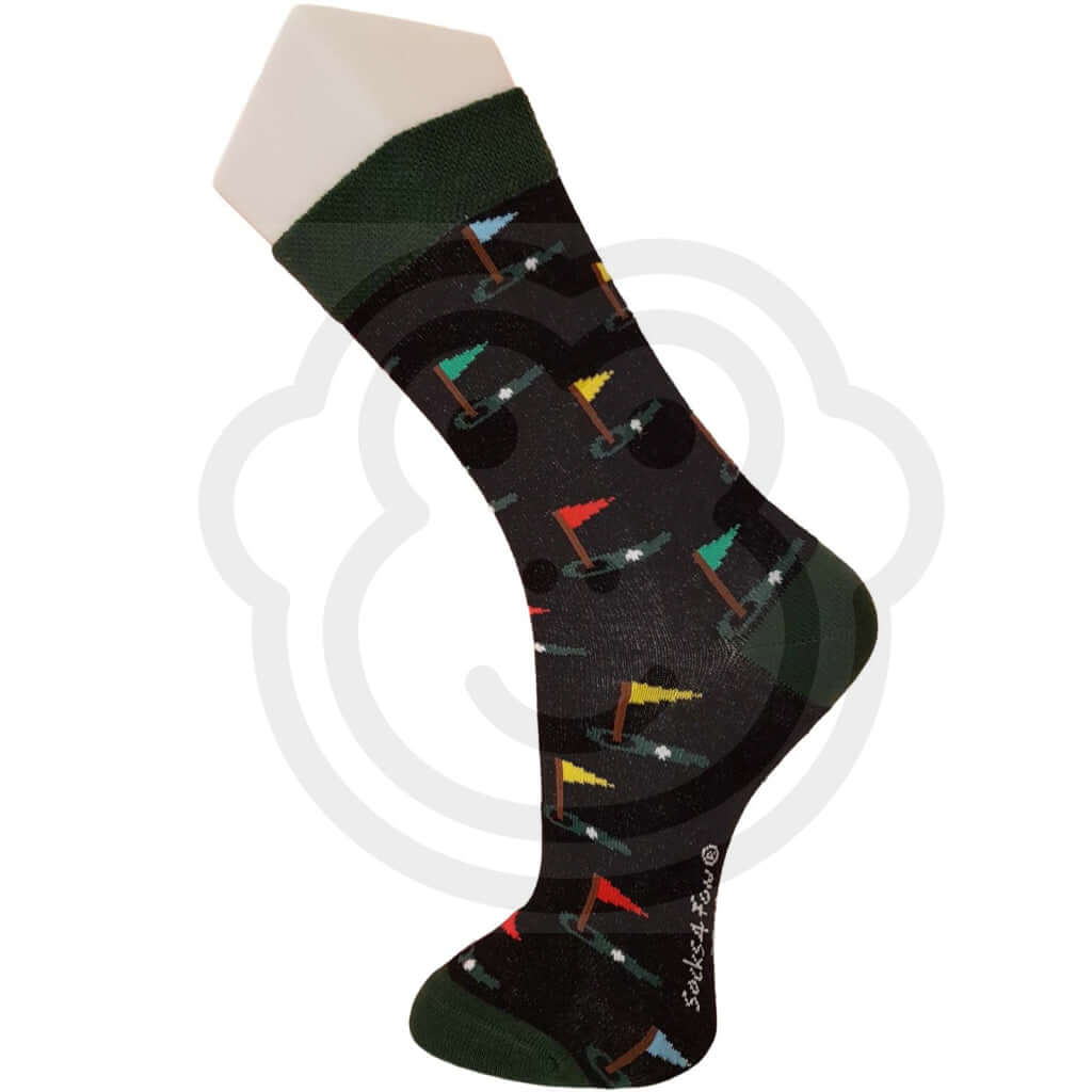 Chaussettes Balles Et Trous De Golf Avec Drapeau - Lot 2 Paires