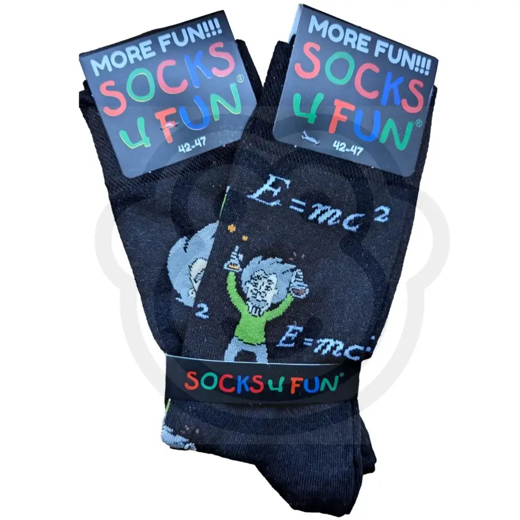 Chaussettes Einstein humour fantaisie avec Albert tirant la langue, taille 36/41, modèle mixte homme femme