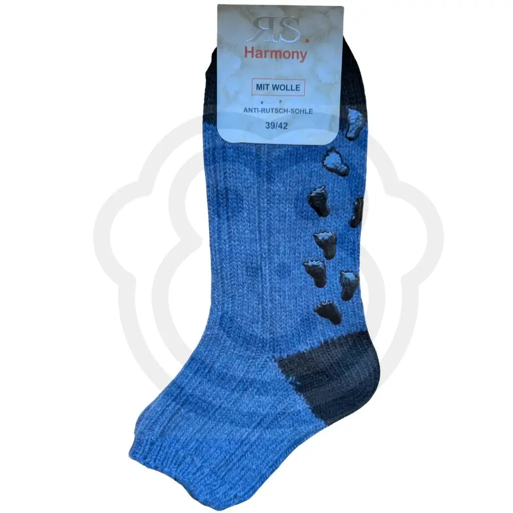Chaussettes en laine grosses côtes antidérapantes cocooning 39/42 / Bleu