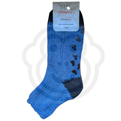 Chaussettes en laine grosses côtes antidérapantes cocooning 43/46 / Bleu