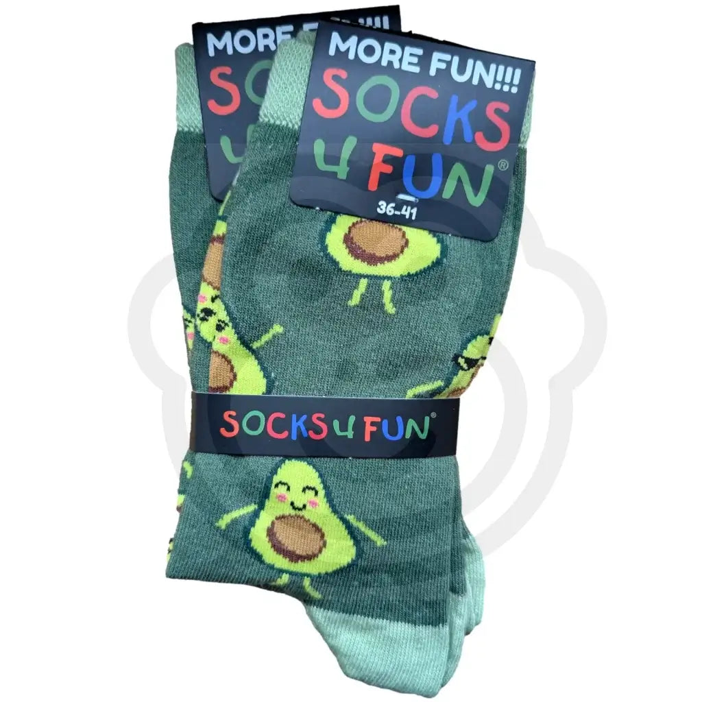 Chaussettes fantaisie avocats avec motifs amusants sur fond vert, taille 36/41, homme et femme