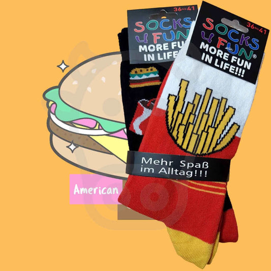 Chaussettes Fast Food Burger Et Cornet De Frites - Lot 2 Paires 36/41