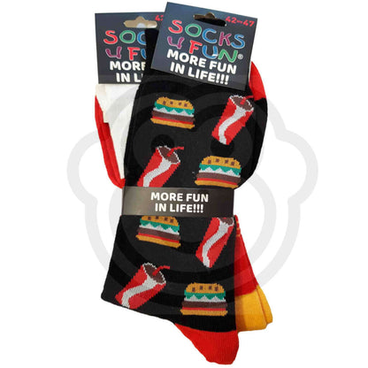 Chaussettes Fast Food Burger Et Cornet De Frites - Lot 2 Paires 42/47
