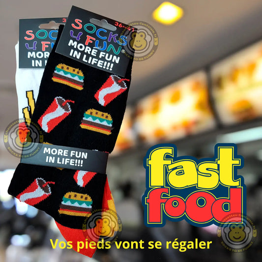 Chaussettes fast food burger et cornet de frites - Lot de 2 paires