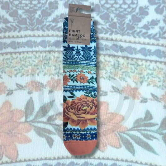 Chaussettes fleurs et ananas en bambou imprimé