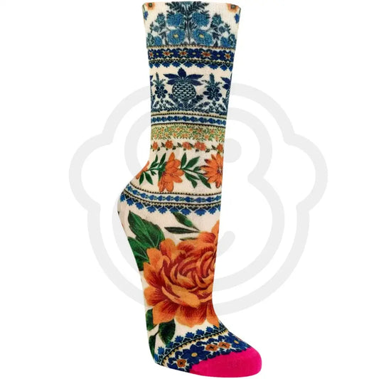 Chaussettes Fleurs et ananas bohèmes en bambou imprimé 36/41