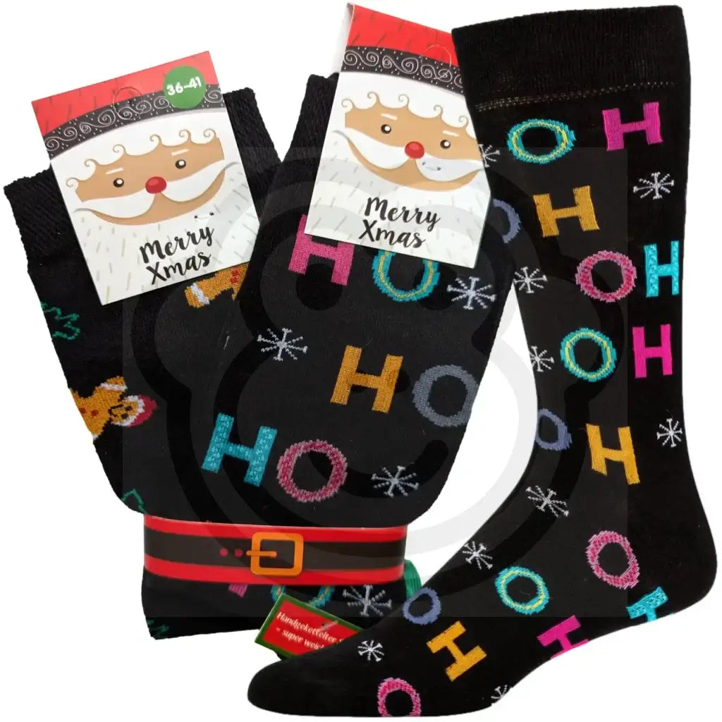 Chaussettes Ho Du Père Noël - 2 Paires Hohoho/Pain D’épice / 36/41