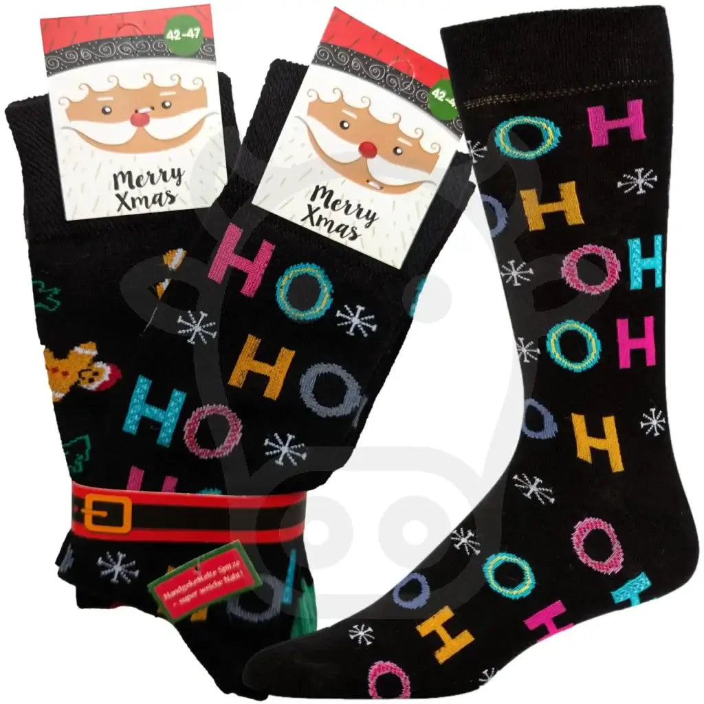 Chaussettes Ho Du Père Noël - 2 Paires Hohoho/Pain D’épice / 42/47
