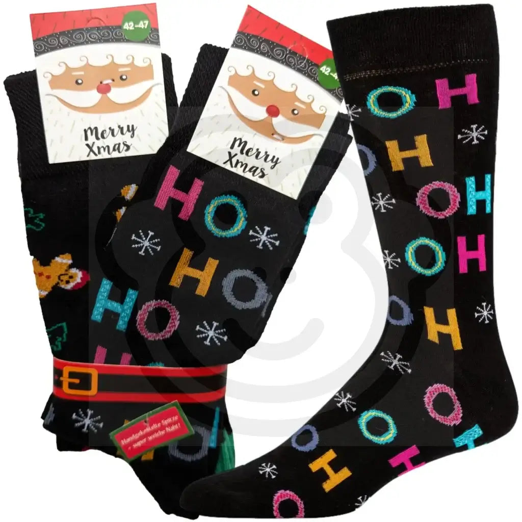 Chaussettes Ho Du Père Noël - 2 Paires Hohoho/Pain D’épice / 42/47