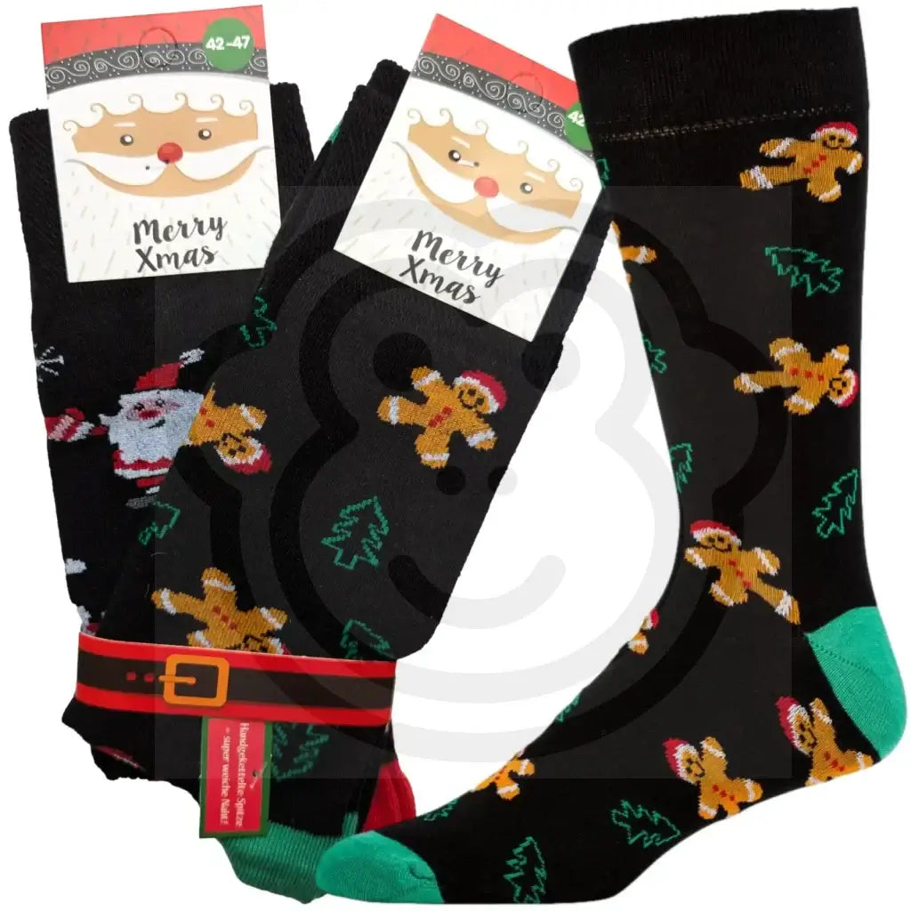 Chaussettes Ho Du Père Noël - 2 Paires Pain D’épice/Père / 42/47
