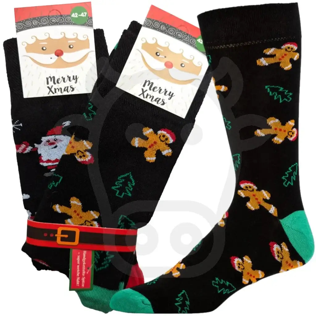 Chaussettes Ho Du Père Noël - 2 Paires Pain D’épice/Père / 42/47