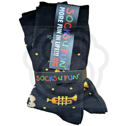 Chaussettes instruments de musique amusantes - Lot de 2 paires, design saxophone et trompette, chaussettes instruments de musique.