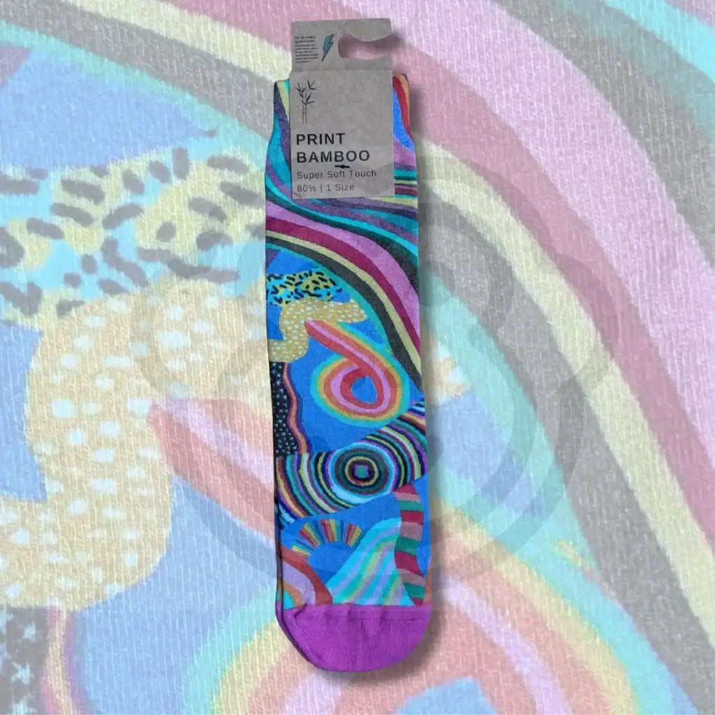 Chaussettes motifs abstraits arc-en-ciel