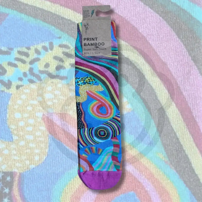 Chaussettes motifs abstraits arc-en-ciel