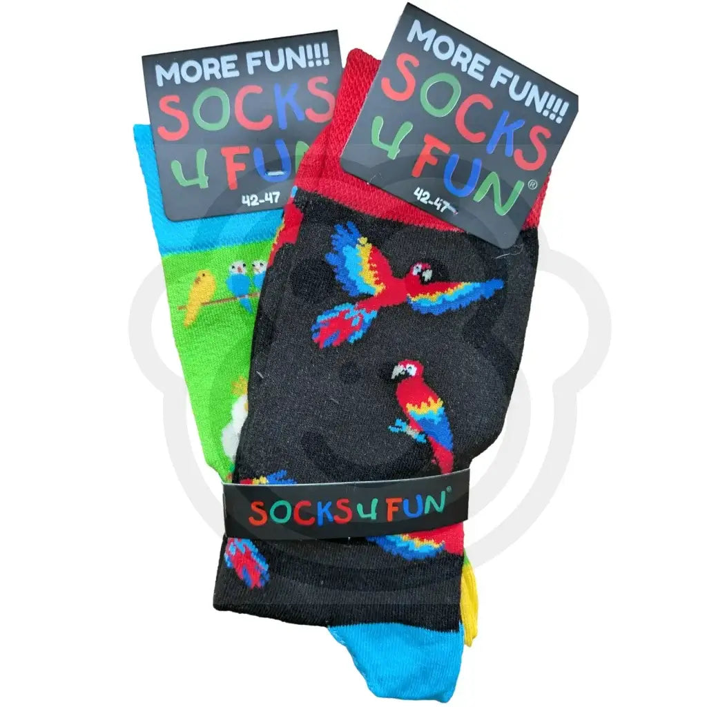 Chaussettes perroquets oiseaux exotiques et tropicaux multicolores, taille 42/47, modèle mixte homme femme