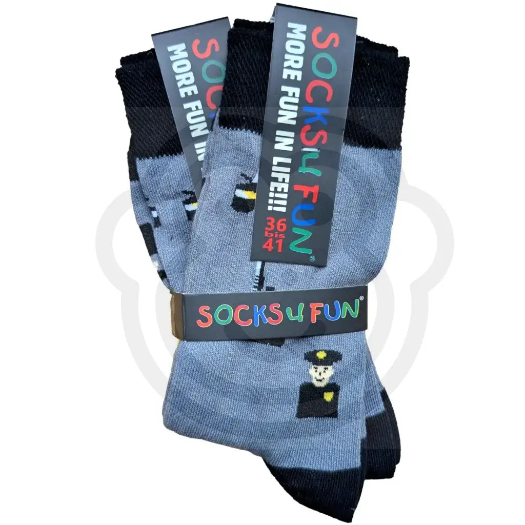 Chaussettes policier et voiture de police couleur gris taille 36/41, modèle mixte