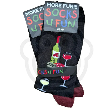 Chaussettes rigolotes cave verres et vins - Lot de 2 paires 42/47 Chaussettes bouteilles de vin