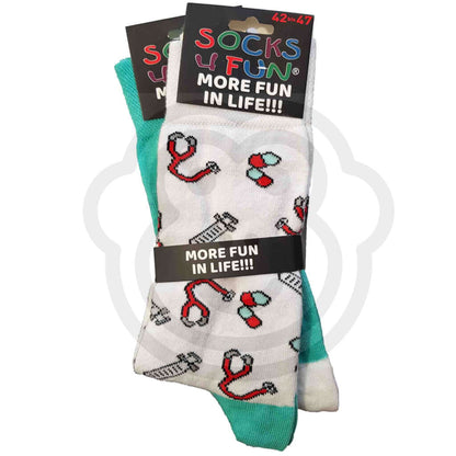 Chaussettes Rigolotes Médecine Et Matériel Médical - Lot De 2 Paires 42/47 Thème Medecin