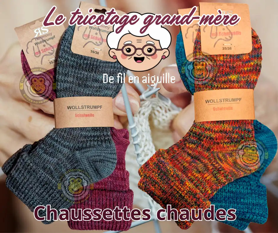 chaussettes tricotage grand mère chaudes et épaisses en laine